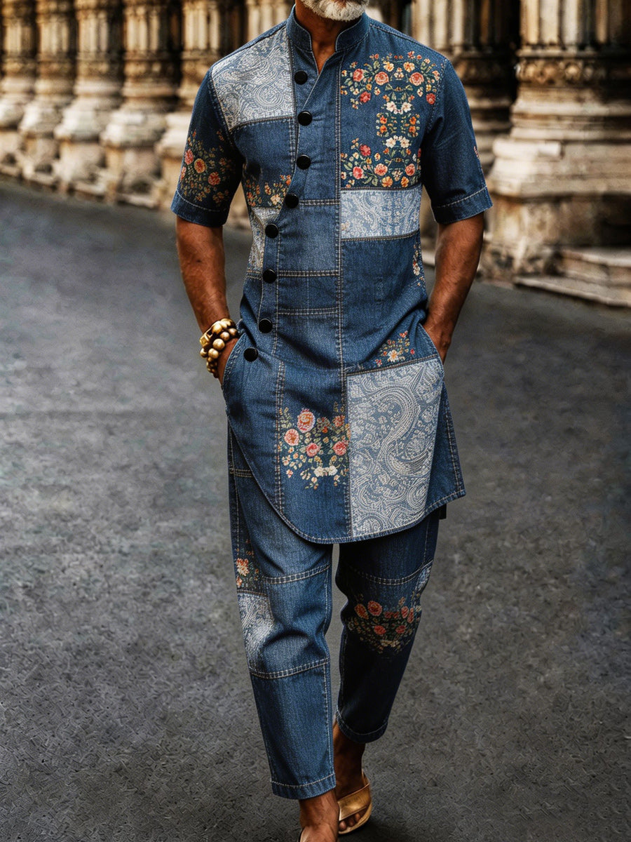Men's Casual Vacation Cotton Shirt Set